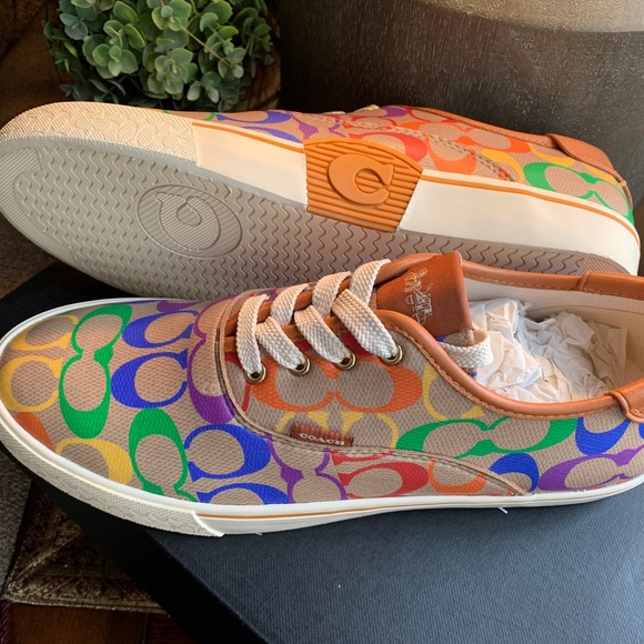 Coach Other - Authentic COACH Rainbow logo leather skater lace shoes 
New in box !